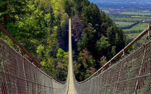 Mit Hängen und Würgen: Politsaga Hängebrücke