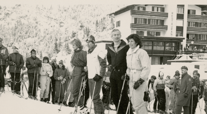 MALBUN 1983 Royaler Skiausflug: Erbprinz Hans- Adam und Erbprinzessin Marie besuchten im Januar 1983 gemeinsam mit Prinz Charles und Lady Diana aus Grossbritannien Malbun. Quelle: Medienhaus AG Vaduz/Amt für Kultur-Landesarchiv