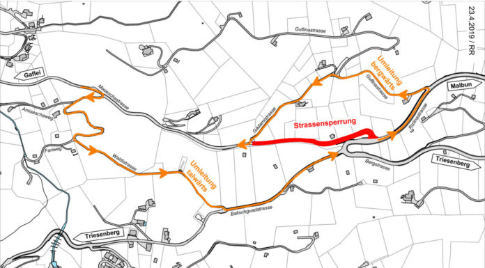 Umleitung im Alpengebiet
