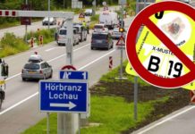 Mautbefreiung auf der A14 zwischen Hörbranz und Hohenems