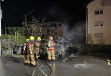 Grabs: Auto gerät in Brand