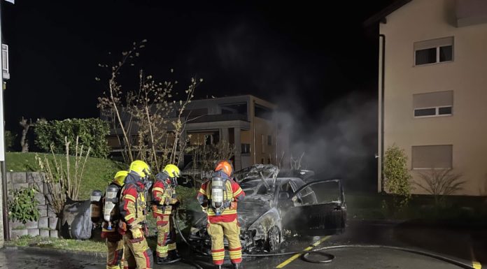 Grabs: Auto gerät in Brand
