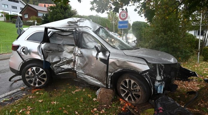 Mit Auto in Zaunpfahl geprallt