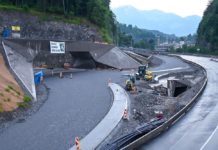 Protest gegen die Tunnelspinne auf der Felsenau-Baustelle