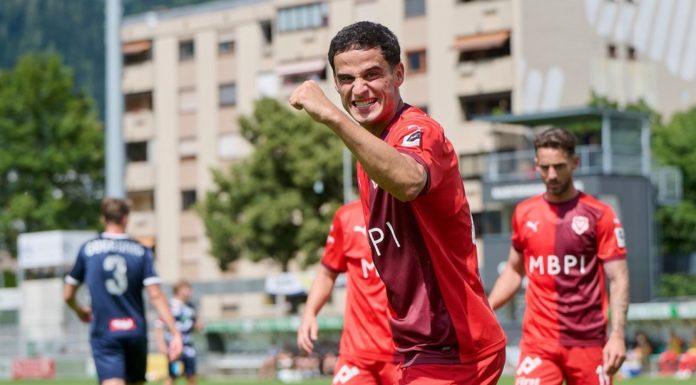 Der FC Vaduz besiegt WSG Tirol 2:4 Cavegn (Nr.23) erzielte für den FC Vaduz gegen WSG Tirol beim 2:4-Sieg zwei Treffer. Aufnahme entstand am 5.7.2024 in Hall. Foto: Michael Zanghellini.