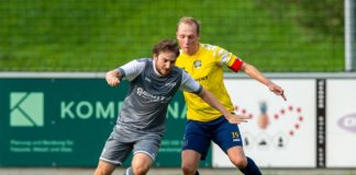 Morgen findet das Nachtragsspiel FC Bad Ragaz gegen den FC Triesenberg als echtes Spitzenspiel auf der Ragazer Rhi-Au statt. Im Bild der Triesenberger Torjäger und Captain Sebastian Beck.
