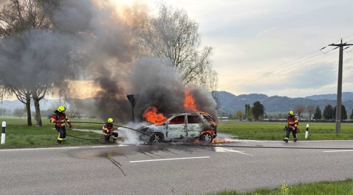 Diepoldsau: Fahrzeugbrand und hoher Schaden