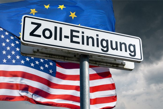 Symbolisches Schild Zoll-Einigung