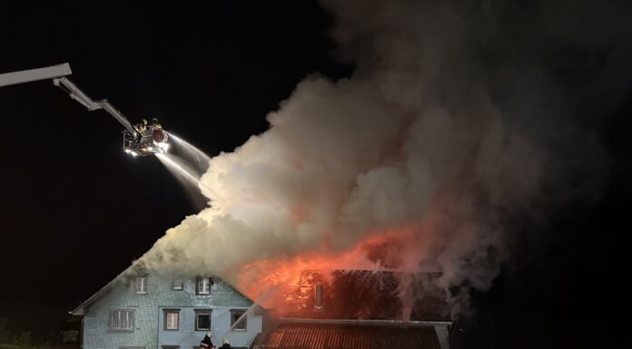 Holzschopf und Wohnhaus in Brand geraten