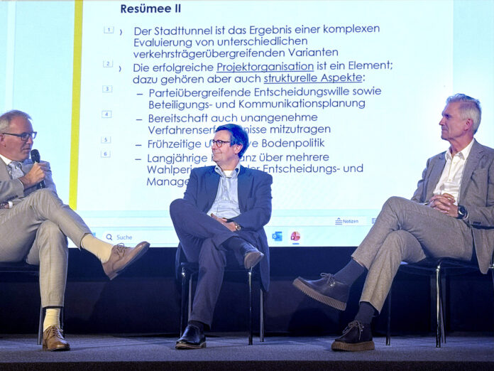 Der Liechtensteiner Verkehrsminister Daniel Oehry, Gastgeber Karlheinz Ospelt und der Feldkircher Stadtbaumeister Gabor Mödlagl (v. l.). Foto: Sven Beham