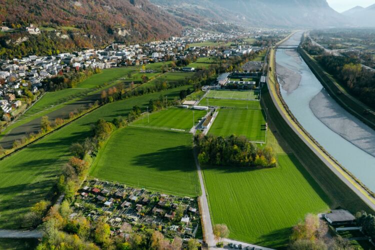 Rheinpark Vaduz, Drohnenaufnahme